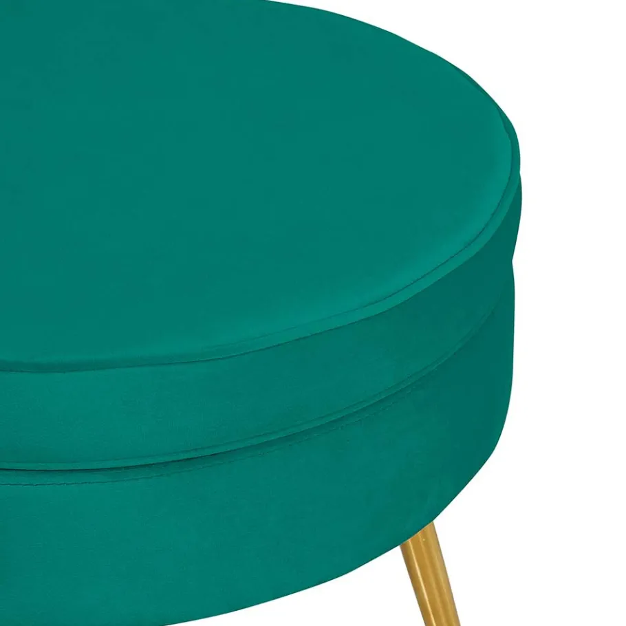 Wohnen Runder Retro Samthocker in Petrol - Anguro