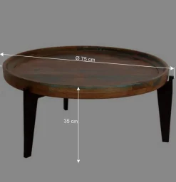 New Wohnen Runder Shabby Chic Couchtisch mit 3-Fußgestell - Vosbadus