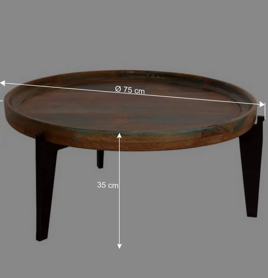 New Wohnen Runder Shabby Chic Couchtisch mit 3-Fußgestell - Vosbadus