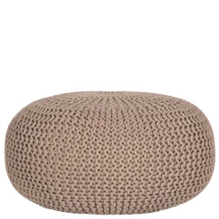 New Wohnen Runder Sitzpouf aus Strickstoff in Beige - Zardar