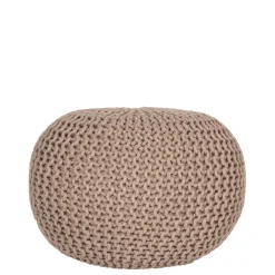 New Wohnen Runder Sitzpouf aus Strickstoff in Beige - Zardar