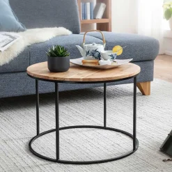 Sale Wohnen Runder Sofatisch aus Akazie & Metall - Pulvaria