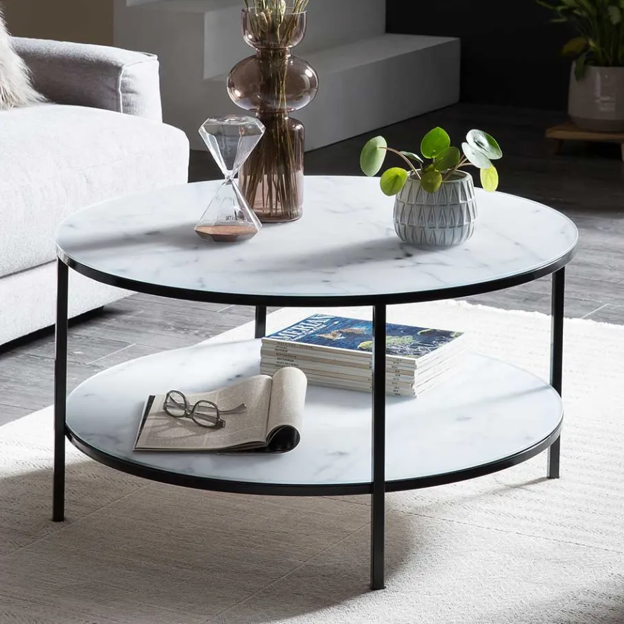 Clearance Wohnen Runder Sofatisch im Marmor Look - Dikono
