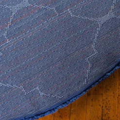 New Wohnen Runder Teppich in Dunkelblau & Creme Hochflor - Vimanco