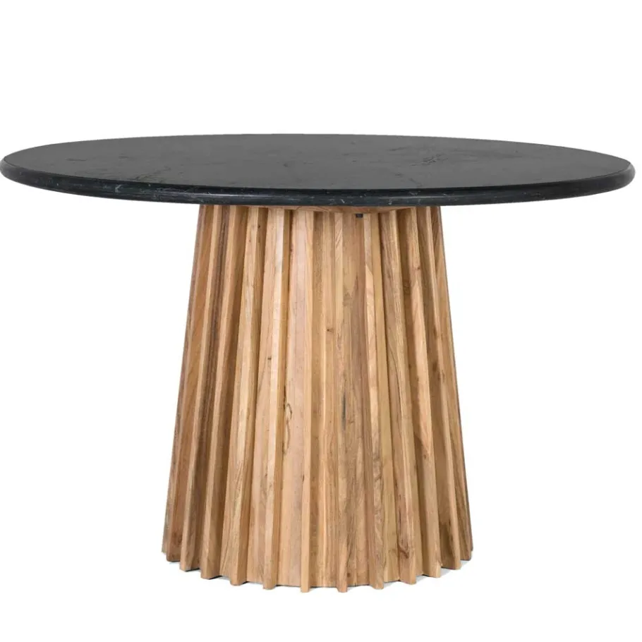 New Wohnen Runder Tisch mit schwarzer Marmorplatte - Pietras