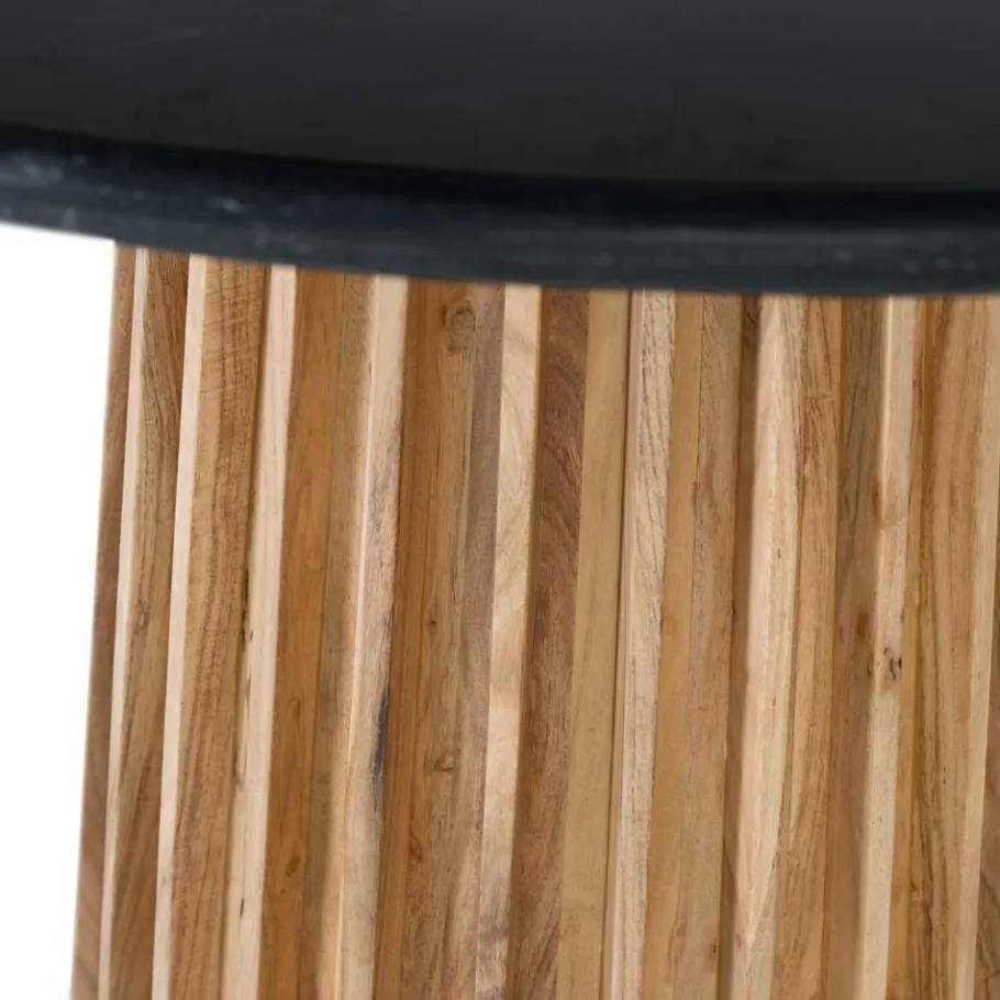 New Wohnen Runder Tisch mit schwarzer Marmorplatte - Pietras