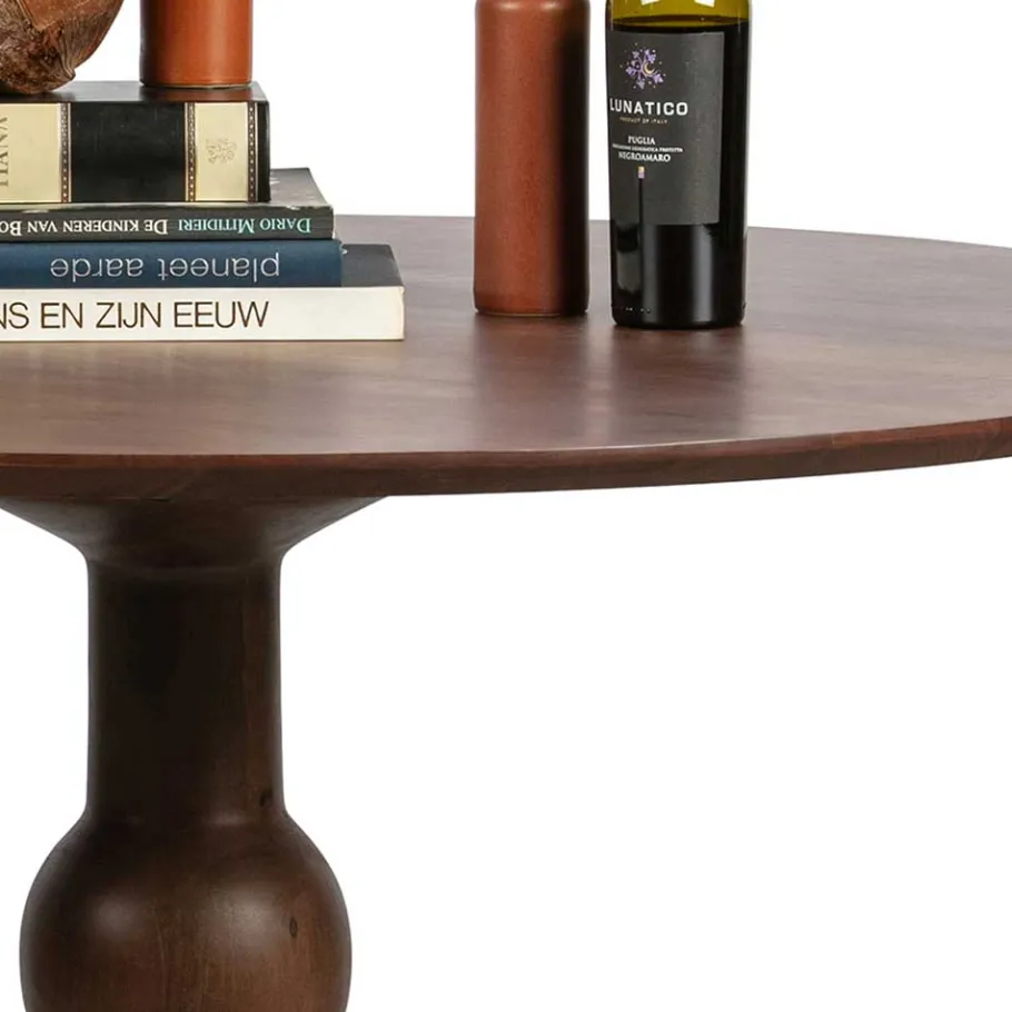 Sale Wohnen Runder Vintage Holztisch mit Säulenfuß - Estetica