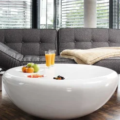 Online Wohnen Runder Wohnzimmer Designtisch in Weiß glänzend - Profi