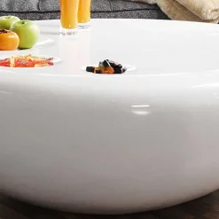 Online Wohnen Runder Wohnzimmer Designtisch in Weiß glänzend - Profi