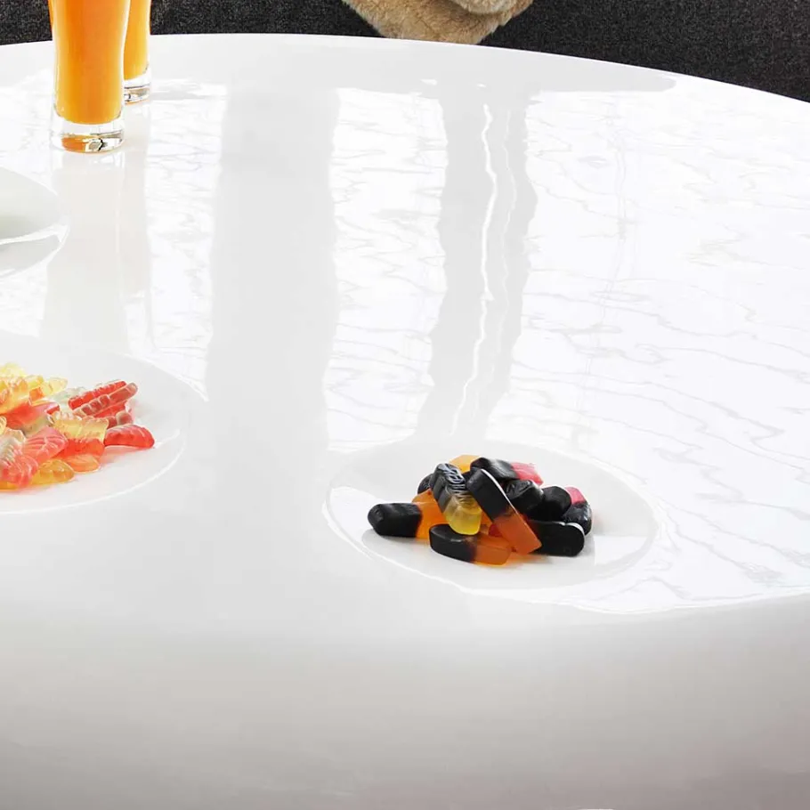 Online Wohnen Runder Wohnzimmer Designtisch in Weiß glänzend - Profi