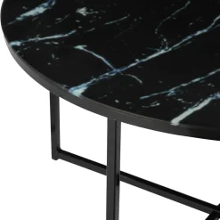 Clearance Wohnen Runder Wohnzimmer Glastisch in Marmor Schwarz - Adiana