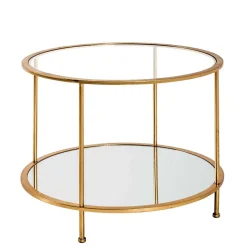 New Wohnen Runder Wohnzimmer Tisch mit Glas & Spiegelglas - Alisa