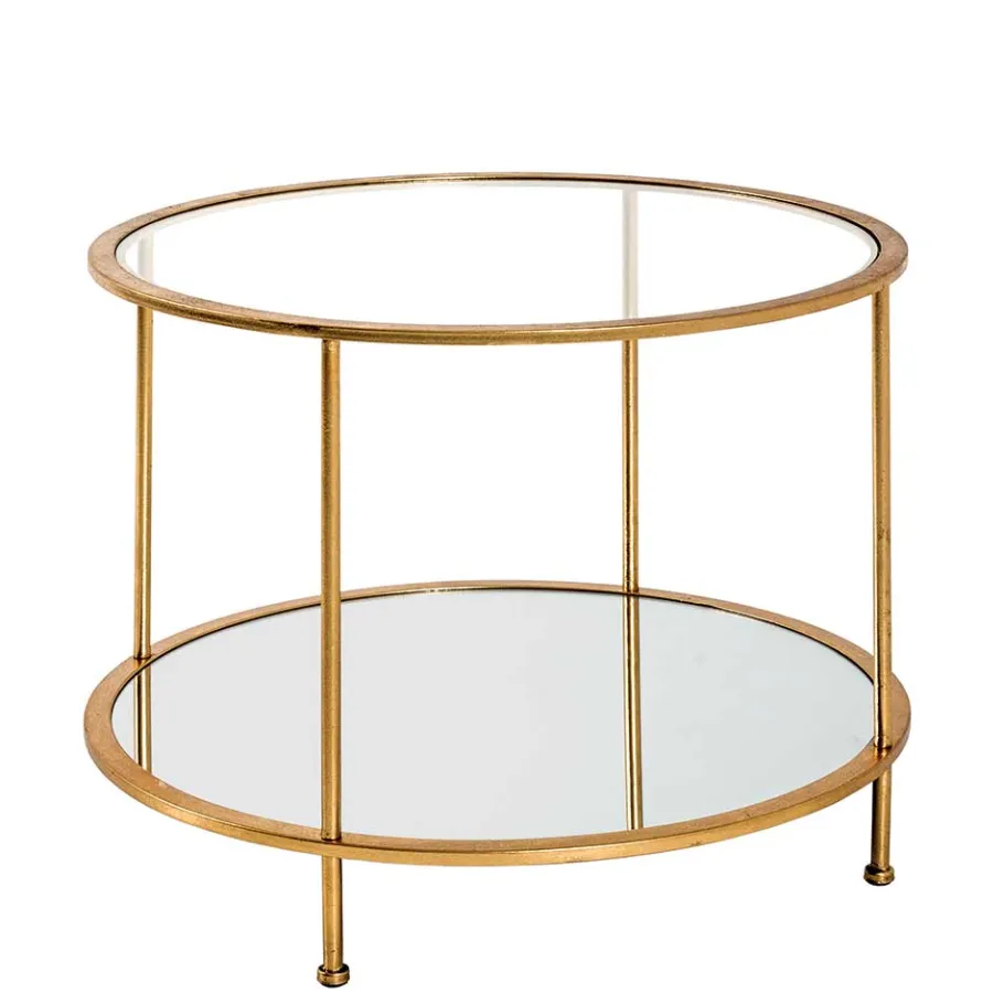 New Wohnen Runder Wohnzimmer Tisch mit Glas & Spiegelglas - Alisa