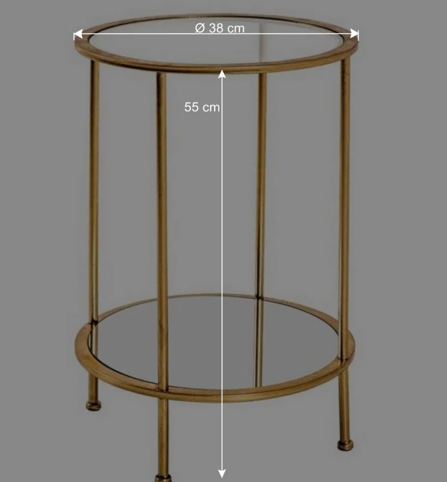 New Wohnen Runder Wohnzimmer Tisch mit Glas & Spiegelglas - Alisa