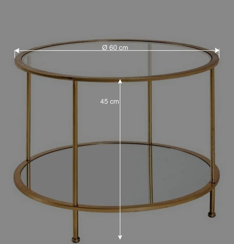 New Wohnen Runder Wohnzimmer Tisch mit Glas & Spiegelglas - Alisa