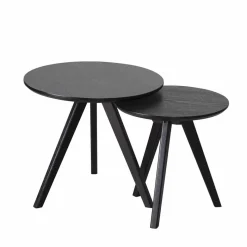 Clearance Wohnen Rundes Tisch Set in Schwarz - Vartana (zweiteilig)