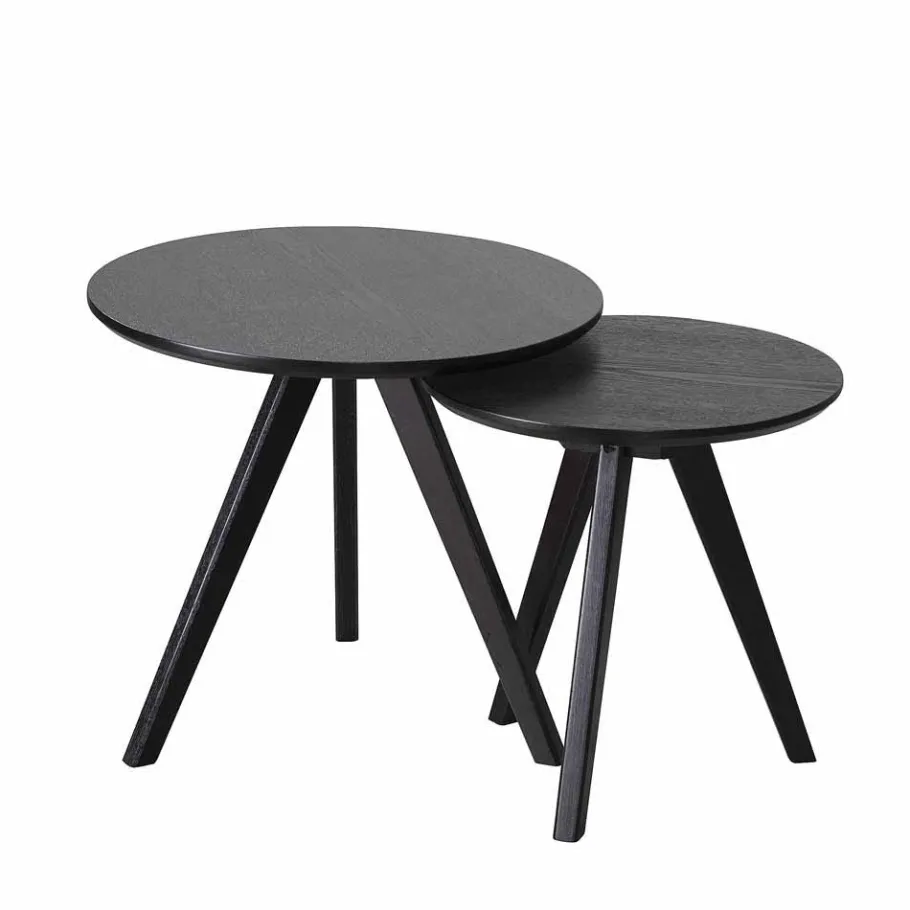 Clearance Wohnen Rundes Tisch Set in Schwarz - Vartana (zweiteilig)