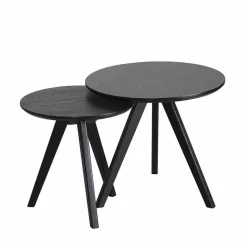 Clearance Wohnen Rundes Tisch Set in Schwarz - Vartana (zweiteilig)