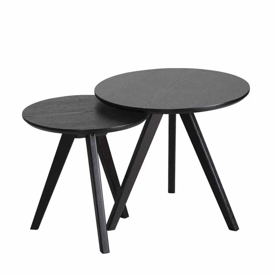 Clearance Wohnen Rundes Tisch Set in Schwarz - Vartana (zweiteilig)