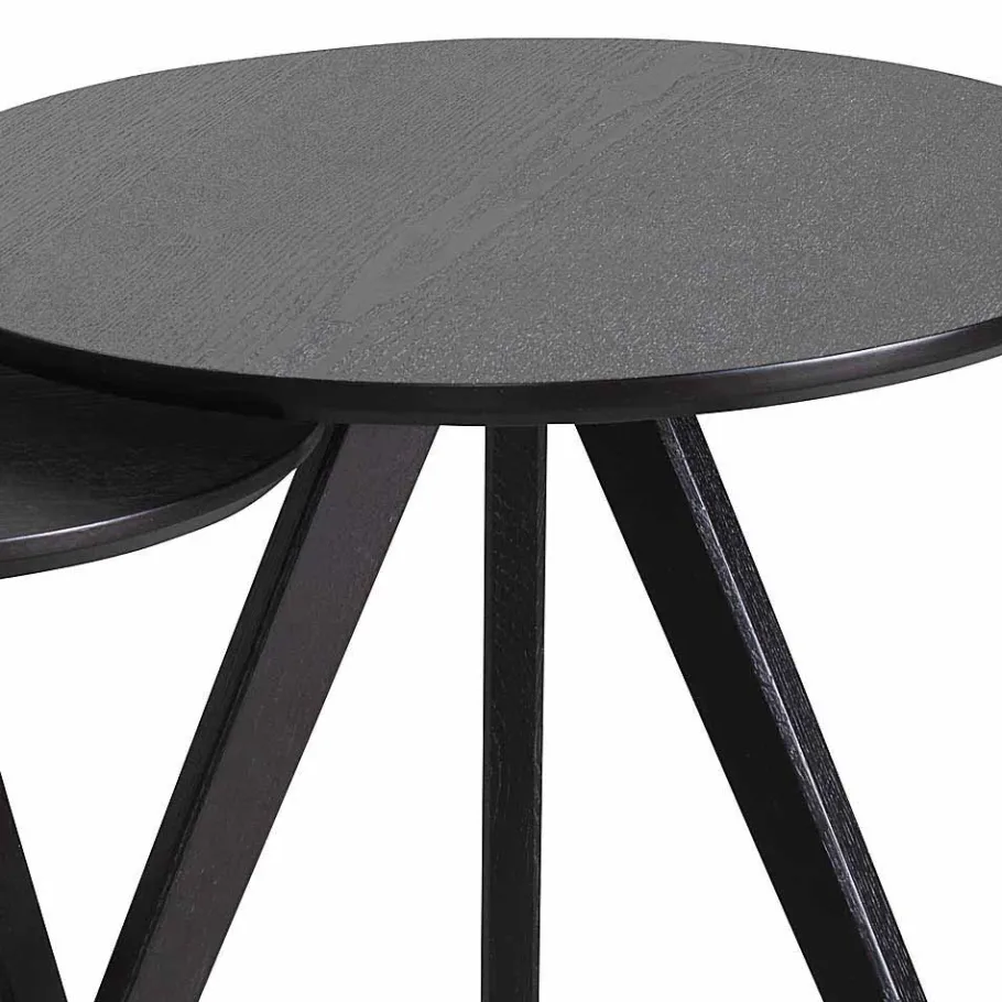 Clearance Wohnen Rundes Tisch Set in Schwarz - Vartana (zweiteilig)