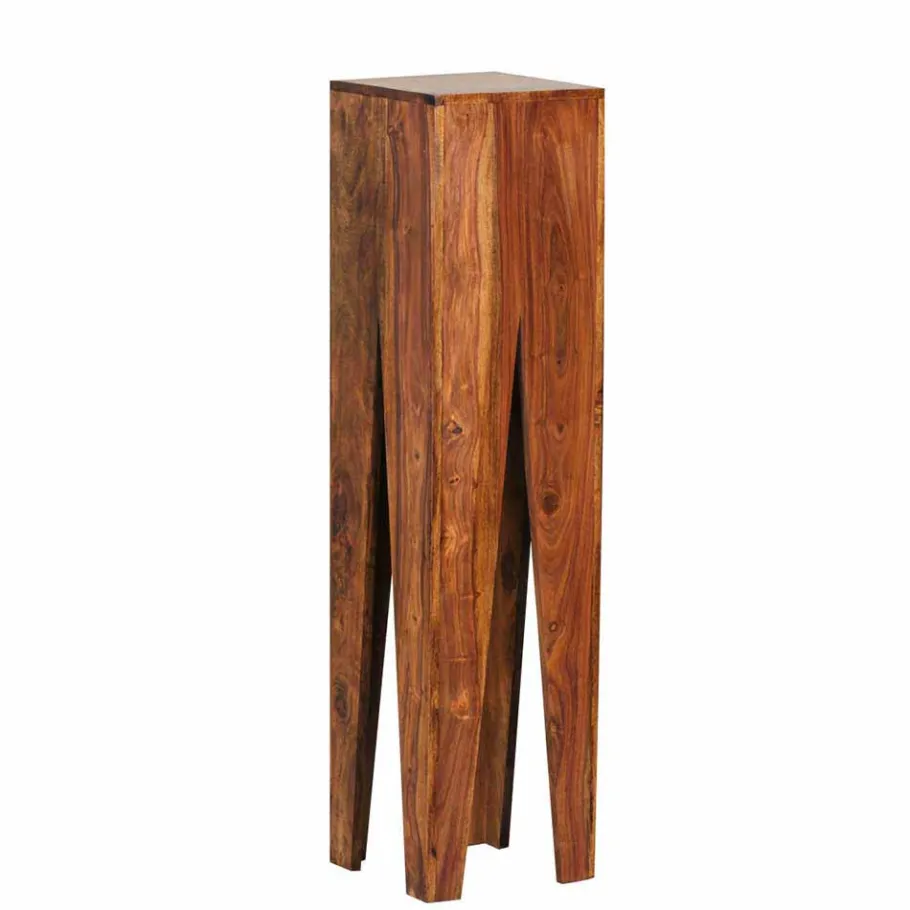 Outlet Wohnen Rustikale Holz Blumensäule Set Pisinon aus Sheesham (dreiteilig)