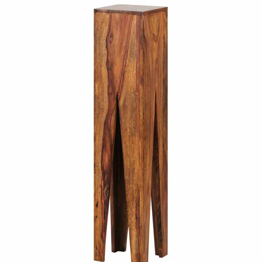 Outlet Wohnen Rustikale Holz Blumensäule Set Pisinon aus Sheesham (dreiteilig)
