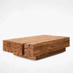 Best Wohnen Rustikaler Balken Couchtisch aus Eiche - Vrona