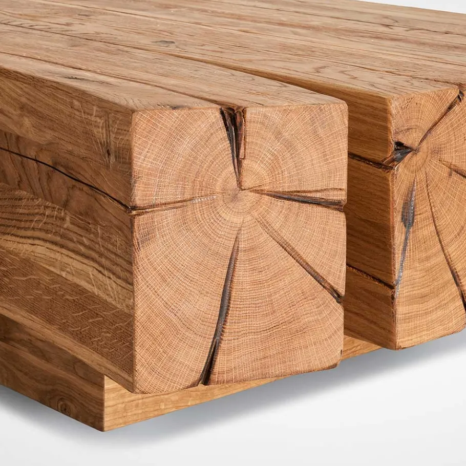 Best Wohnen Rustikaler Balken Couchtisch aus Eiche - Vrona