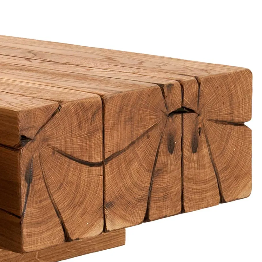 Best Wohnen Rustikaler Balken Couchtisch aus Eiche - Vrona