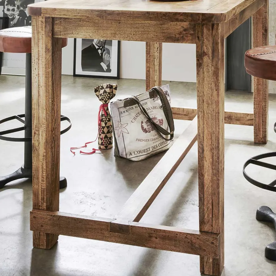 Outlet Wohnen Rustikaler Bartisch aus Mangobaum Massivholz - Facheto