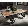Hot Wohnen Rustikaler Design Couchtisch mit Eisenrädern - Pistroga