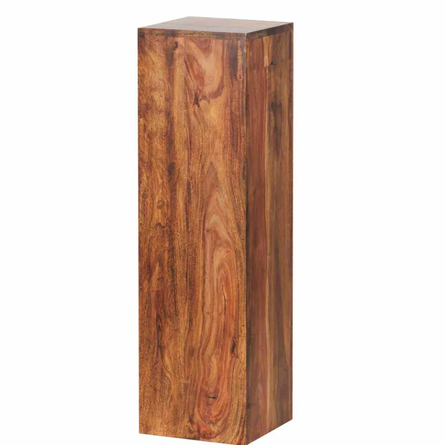 Outlet Wohnen Rustikales Holz Pflanzensäulen Set Hoslo aus Sheesham massiv (dreiteilig)