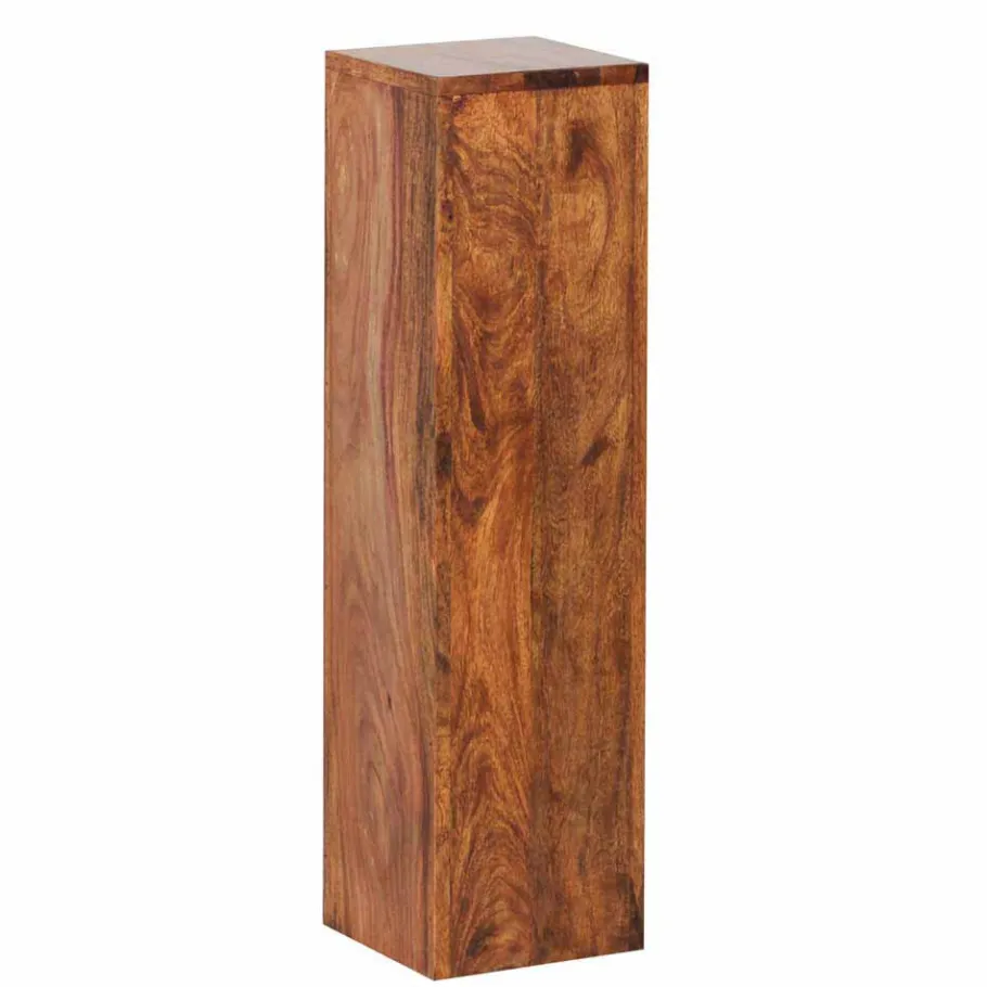 Outlet Wohnen Rustikales Holz Pflanzensäulen Set Hoslo aus Sheesham massiv (dreiteilig)