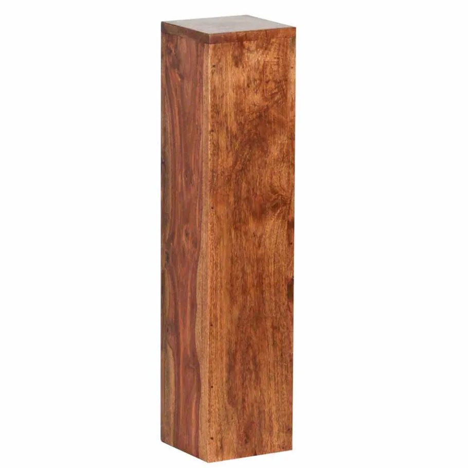 Outlet Wohnen Rustikales Holz Pflanzensäulen Set Hoslo aus Sheesham massiv (dreiteilig)