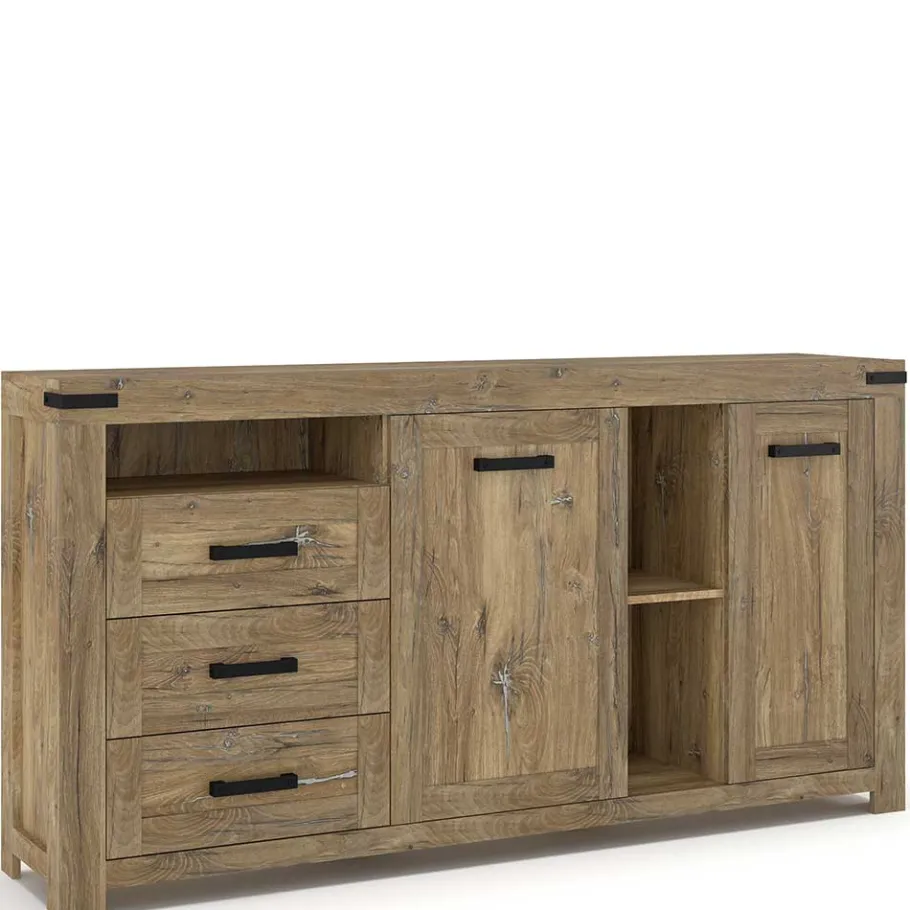 Online Wohnen Rustikal-modernes Sideboard in Eiche Dunkel - Ginetta