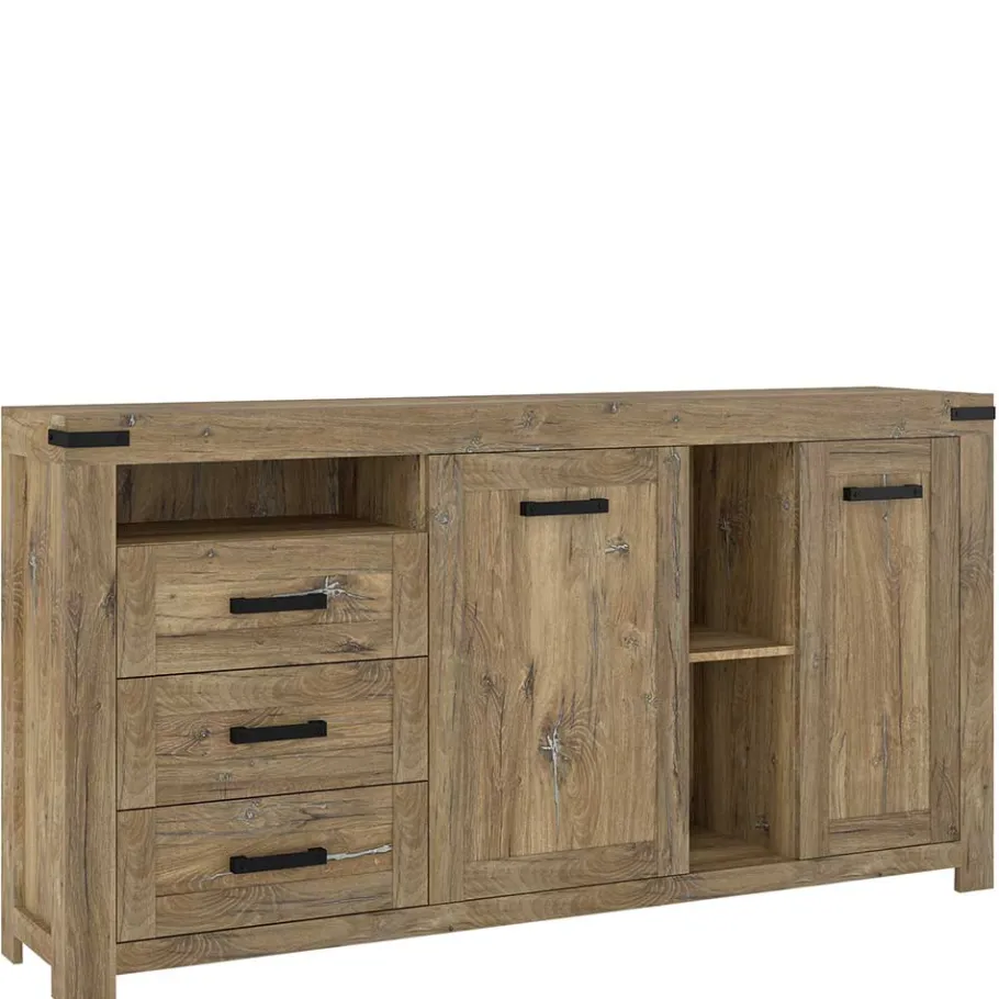 Online Wohnen Rustikal-modernes Sideboard in Eiche Dunkel - Ginetta