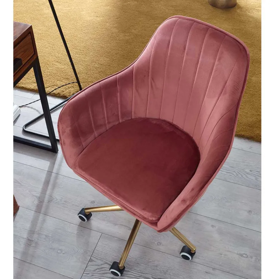 Hot Wohnen Samt Bürostuhl in Rosa - Aramov