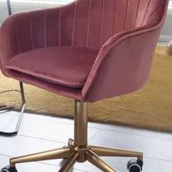 Hot Wohnen Samt Bürostuhl in Rosa - Aramov