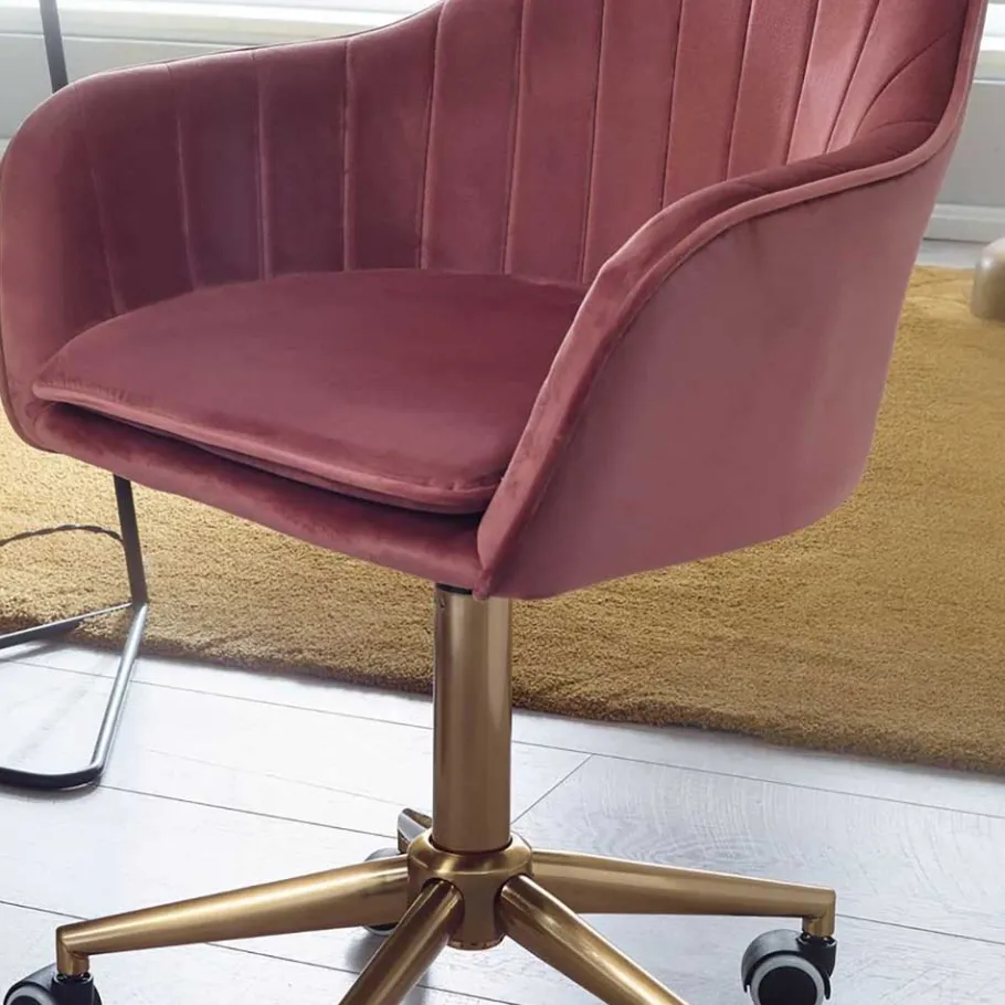 Hot Wohnen Samt Bürostuhl in Rosa - Aramov