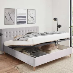 Online Wohnen Samt Doppelbett mit Bettkasten - Diadonna