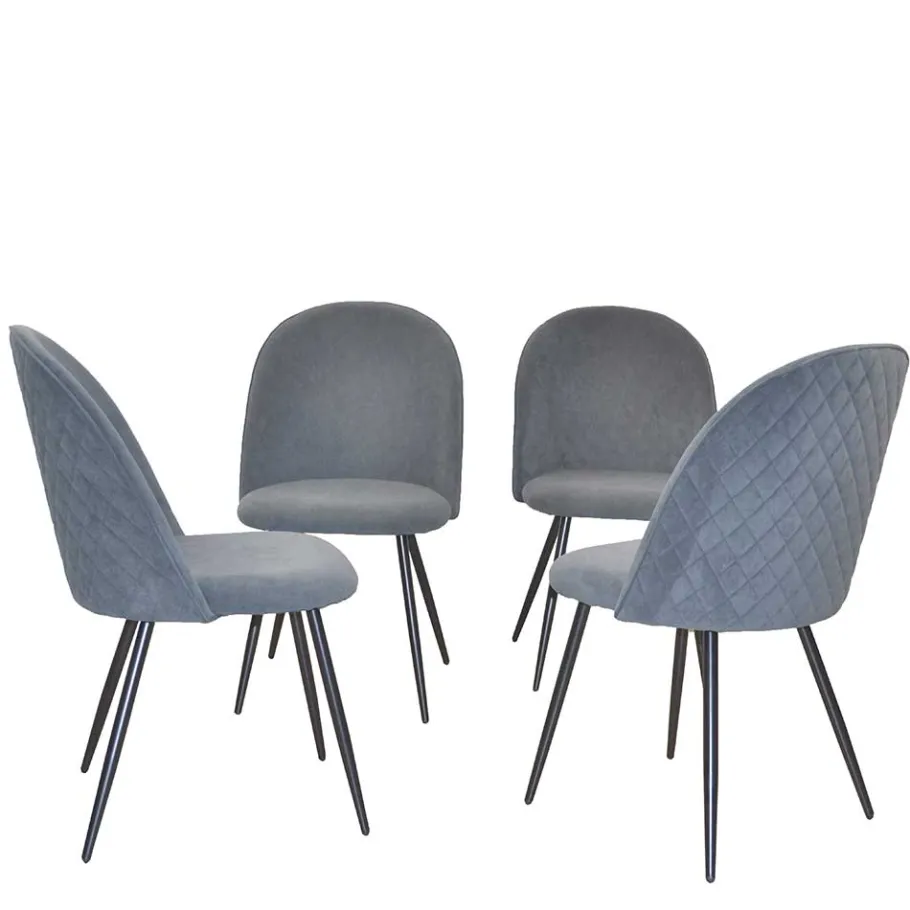 Sale Wohnen Samt Esstischstühle in Grau - Verona (4er Set)