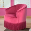 Outlet Wohnen Samt Kindersessel in Pink mit Fransen - Lagada