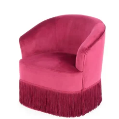 Outlet Wohnen Samt Kindersessel in Pink mit Fransen - Lagada