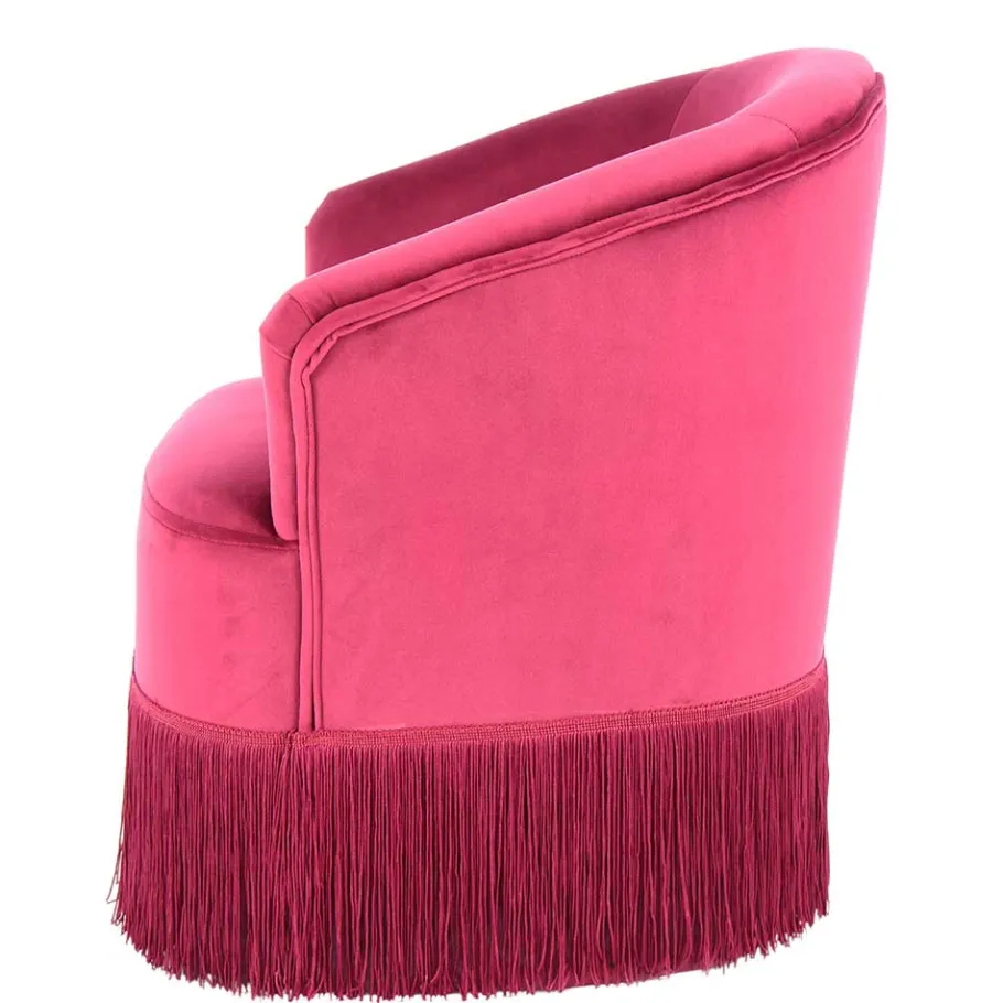 Outlet Wohnen Samt Kindersessel in Pink mit Fransen - Lagada