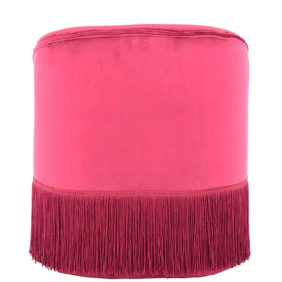 Outlet Wohnen Samt Kindersessel in Pink mit Fransen - Lagada