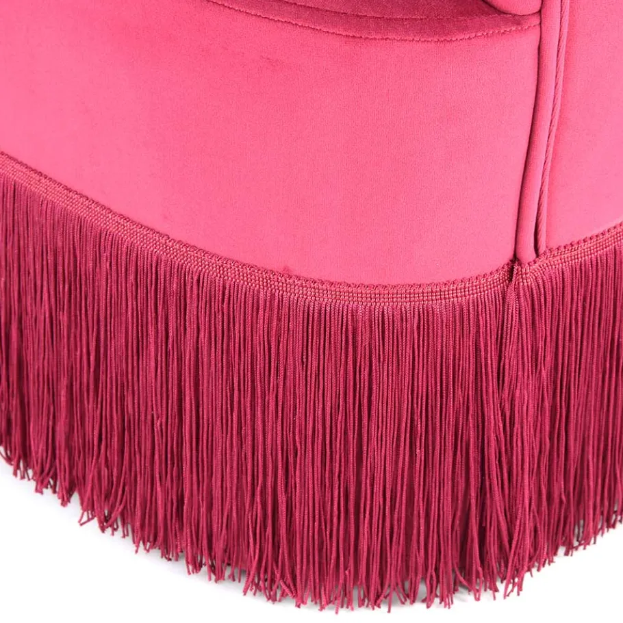 Outlet Wohnen Samt Kindersessel in Pink mit Fransen - Lagada