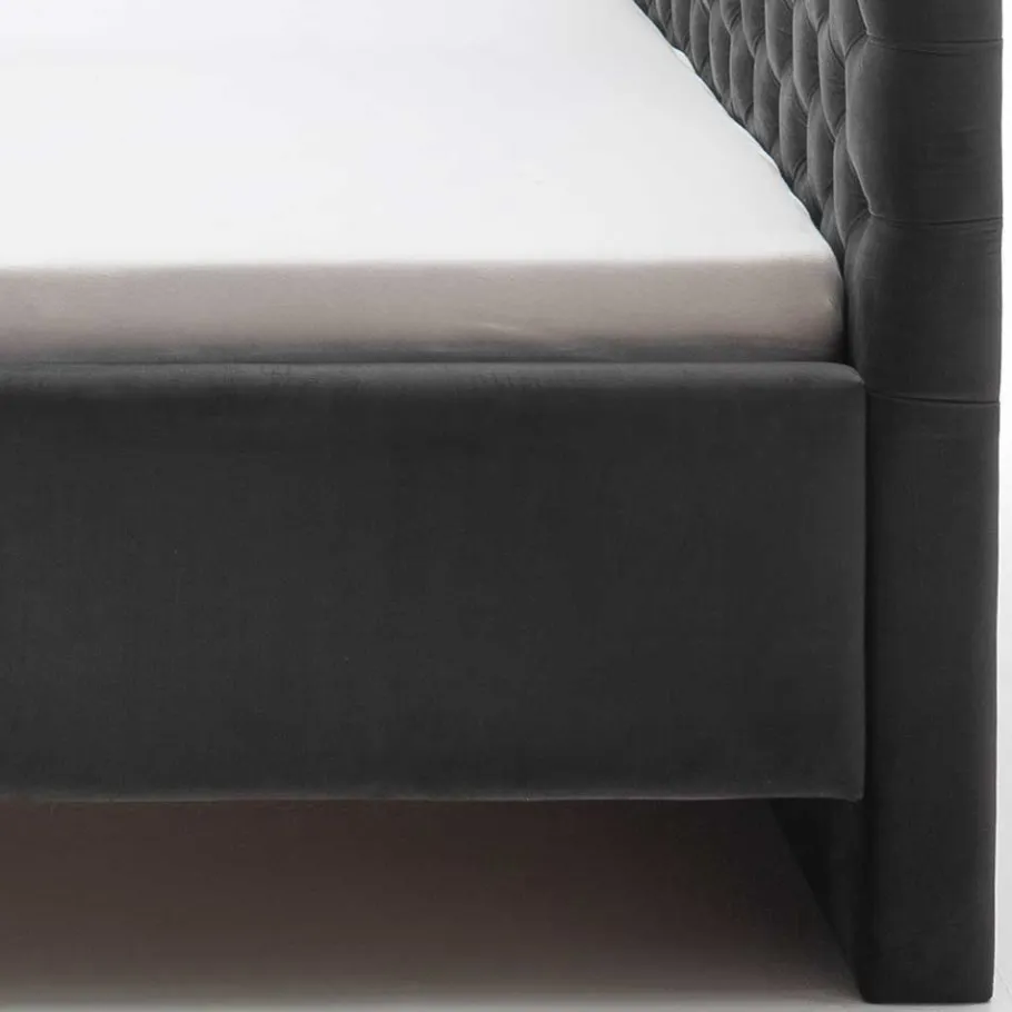 Online Wohnen Samt Polsterbett mit Chesterfield Kopfteil - Badehma