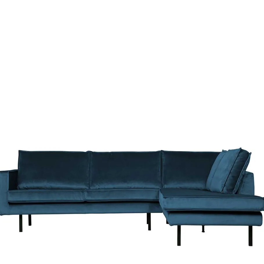 New Wohnen Samt Polsterecke in Blau - Cumagon