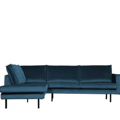 New Wohnen Samt Polsterecke in Blau - Cumagon