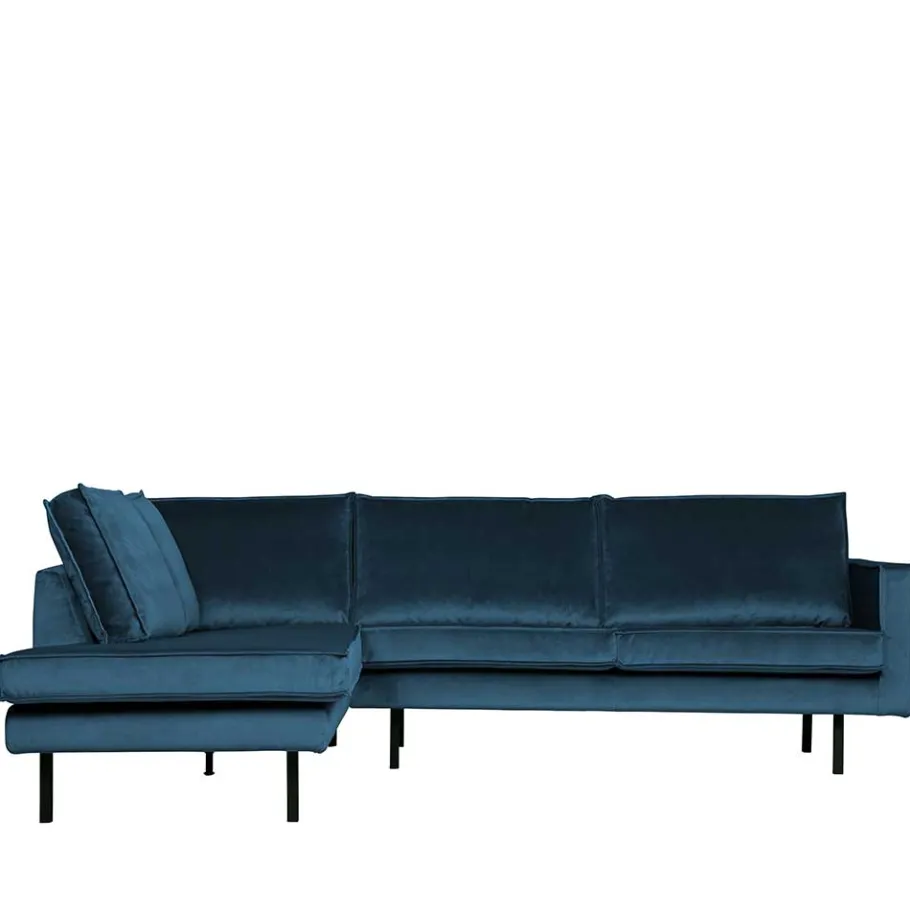 New Wohnen Samt Polsterecke in Blau - Cumagon